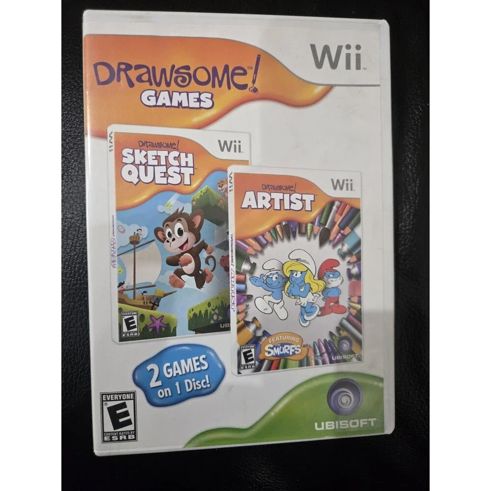 Drawsome Games Nintendo Wii Sketch Quest Artist Smurfs 2-in-1 Disc Case
